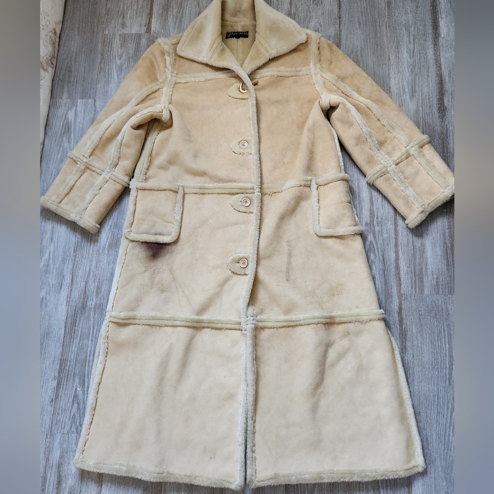 Vintage Shearling Long Coat - Cream